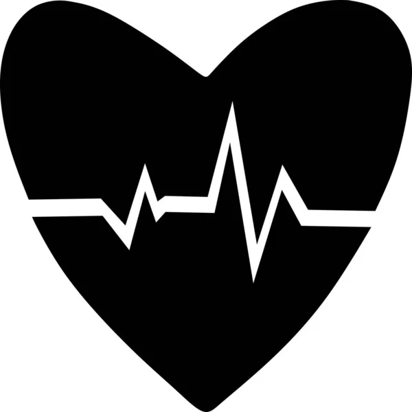 Black Heart Pulse White Background Heartbeat Lone Cardiogram Beautiful Healthcare — 스톡 벡터