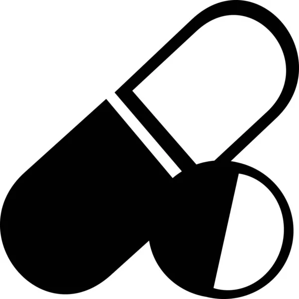 Medicinska Svarta Piller Ikon Isolerad Den Vita Bakgrunden Medicin Apotek — Stock vektor