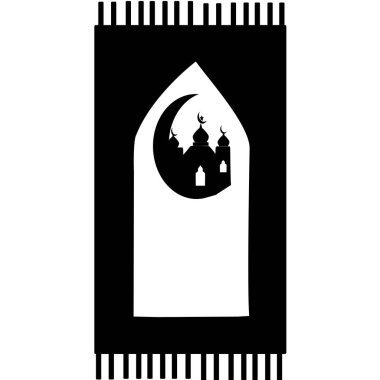 İslami ibadet halısı ve beyaz arka planda izole edilmiş. Cami döşemesi. Dua eden Mats. Orta Doğu. Vektör seti.