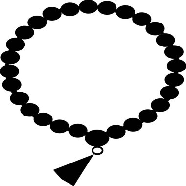 Müslüman tasbeeh düz vektör çizimi. Kutsal ve ruhani kolye. Arap ve Ortadoğu kültürü, İslami din sembolü izole edilmiş. Siyah tespih boncukları tasarım elementi.