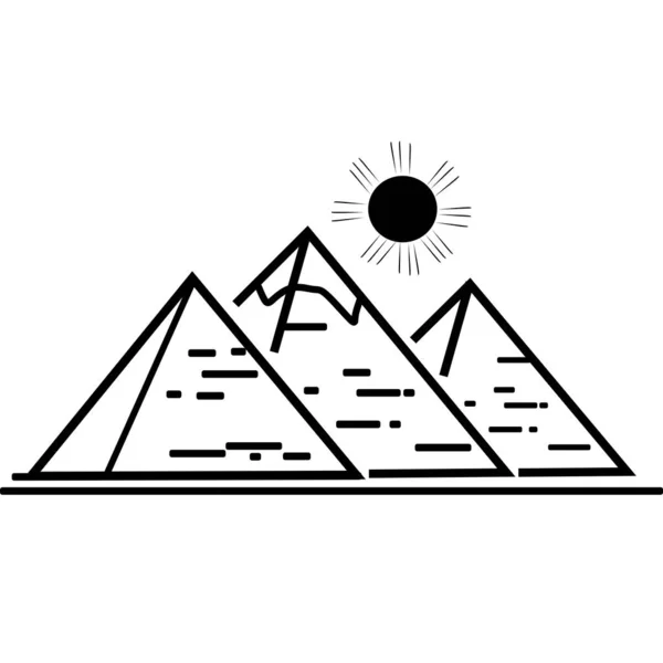 Grandes Pirâmides Egípcias Ilustração Paisagem Sob Sol Fundo Branco Ícone — Vetor de Stock