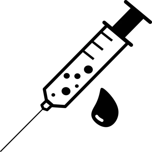 Černá Lékařská Stříkačka Podkožní Jehla Koncepce Vakcinace Injekční Jehly Injekce — Stockový vektor