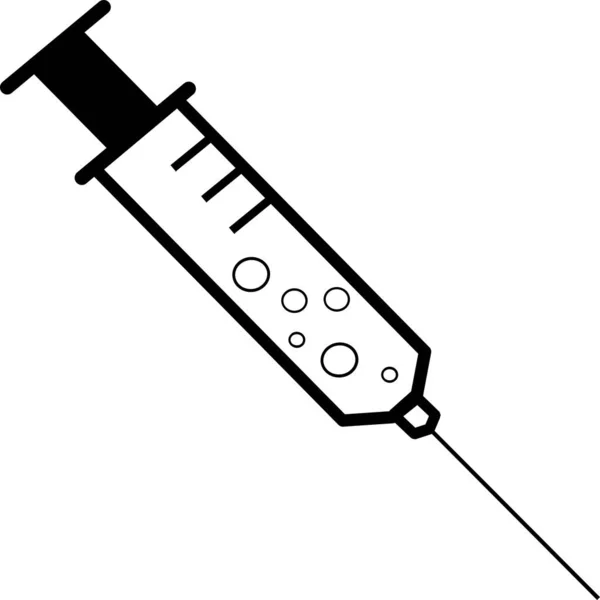 Seringa Médica Preta Agulha Hipodérmica Injecte Conceito Vacinação Agulha Injecção —  Vetores de Stock