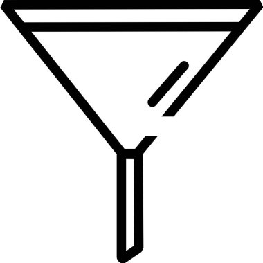 huni filtresi kontrol çizgisi simgesi. Huni çizgisi simgesi, taslak vektör işareti, beyaz üzerine izole edilmiş doğrusal resim. Veri filtresi sembolü, logo illüstrasyonu. pazarlama huni sembolü - vektör illüstrasyonu.