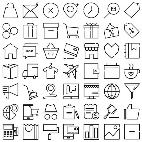 Line Shopping Commerce Icon Shopping Glyph Icons Portraying Commerce Shopping — Stock Vector