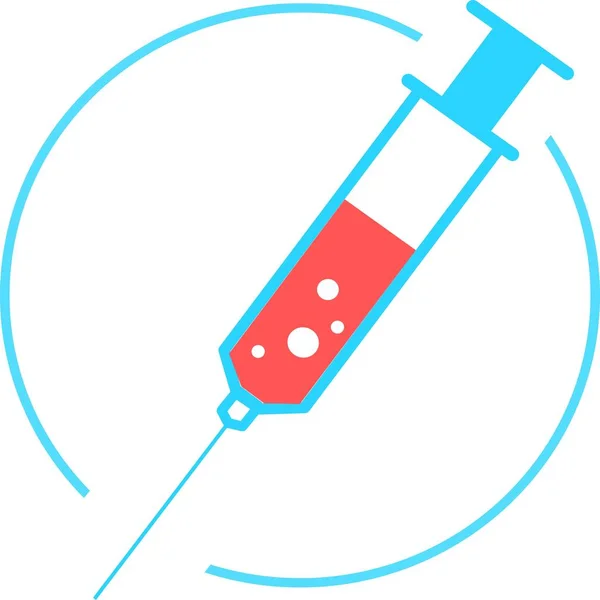 Medische Spuit Injectienaald Injectienaald Concept Van Vaccinatie Injectie Trendy Platte — Stockvector