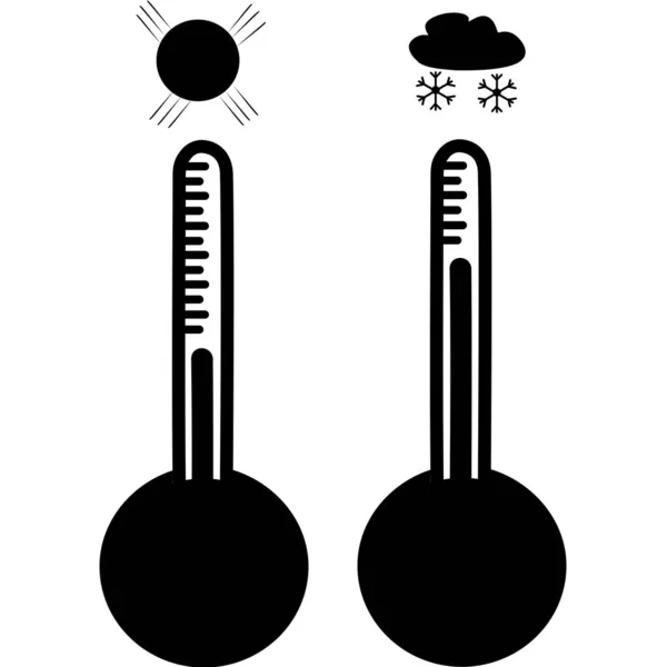测温和测冷的摄氏度或华氏气象学温度计 矢量说明 显示炎热或寒冷天气的温度计设备 药用温度计 扁平型 热还是冷 — 图库矢量图片