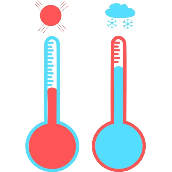 Termómetros Meteorología Celsius Fahrenheit Que Miden Calor Frío Ilustración Vectorial — Archivo Imágenes Vectoriales