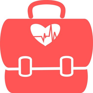 İlk yardım çantası çizgi film stili izole edildi. Karikatür tarzında doktorun ilk yardım çantası. Tıbbi göğüs vektör illüstrasyonu. Tıp doktorunun çantalı çantasını incele. Eczane. Tıbbi Kit simge vektörü 