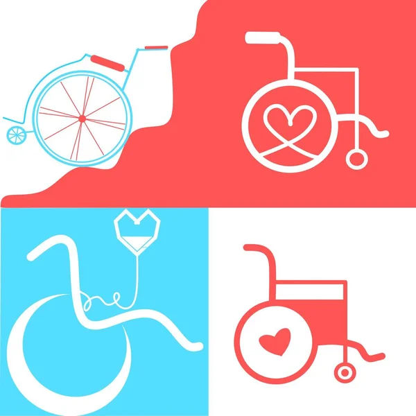 車椅子のセット ベクトル車椅子のアイコン 魅力的かつ美しくまたは忠実に設計された車椅子アイコン 車椅子 障害者用駐車場 またはアプリと印刷のためのアクセス標識フラット — ストックベクタ