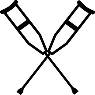 Koltuk değnekleri. Koltuk değneği simgesi. Engelliler için tıbbi araç ve yaralandıktan sonra yardım. Web sayfası, mobil uygulama, düğme, logo için imza. İzole edilmiş vektör düğmesi. Düzenlenebilir vuruş.