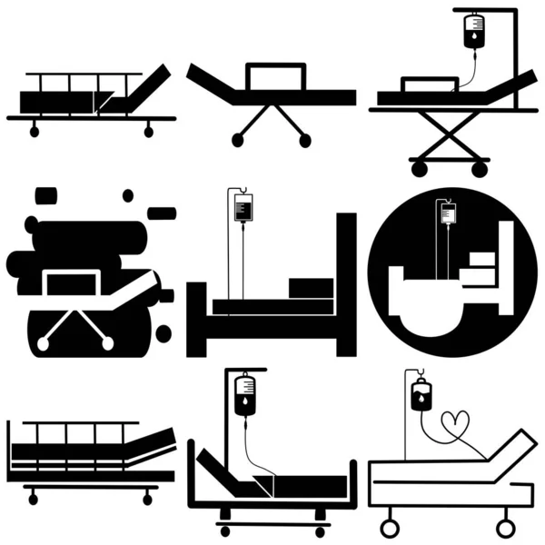 Больничная Кровать Значок Отделения Интенсивной Терапии Реанимация Реабилитация Больничное Отделение — стоковый вектор