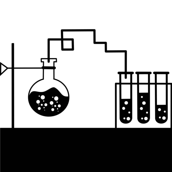 Kimyasal test tüpü resim simgesi. Laboratuvar camları ya da deney tüpleri. Deney mataraları. Modern vektör sembolü. Basit düz çizim. Cam kimyasallar, bilim laboratuarı için laboratuvar mataraları.