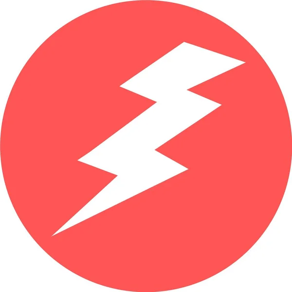 Κεραυνός Bolt Φωτισμός Flash Icon Επίπεδο Στυλ Στο Κόκκινο Φόντο — Διανυσματικό Αρχείο