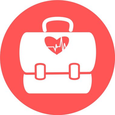  İlk yardım çantası çizgi film stili. Doktorun ilk yardım çantası göğüs vektörü çizimi. Tıp doktorunun çantalı çantasını incele. Eczane. Tıbbi Kit ikon vektörü. Tıbbi Çanta logosu