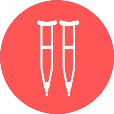 Koltuk değneği simgesi. Koltuk değneği simgesi. Engelliler için tıbbi araç ve yaralandıktan sonra yardım. Web sayfası, mobil uygulama, düğme, logo için imza. İzole edilmiş vektör düğmesi. Düzenlenebilir simge