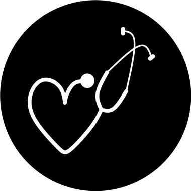 Stetoskop siyah daire simgesi modasında düz stil. Web sitenizin tasarımı, uygulaması ve UI için steteskop simgesi. Stetoskop ikonu vektör çizimi. Tıbbi ve sağlık logosu