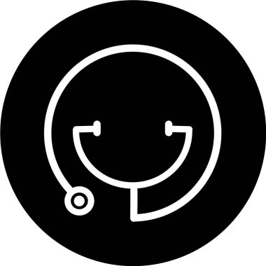 Stetoskop siyah daire simgesi modasında düz stil. Web sitenizin tasarımı, uygulaması ve UI için steteskop simgesi. Stetoskop ikonu vektör çizimi. Tıbbi ve sağlık logosu