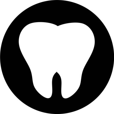 Siyah halka ikonunda diş. Yaratıcı dişçi logosu. Diş kliniği ve sembol vektör ikonu uygulaması. Diş hekimi stomatolojisi, doktor logoti kavramı.