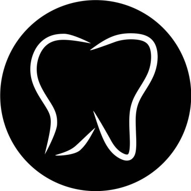 Siyah halka ikonunda diş. Yaratıcı dişçi logosu. Diş kliniği ve sembol vektör ikonu uygulaması. Diş hekimi stomatolojisi, doktor logoti kavramı.