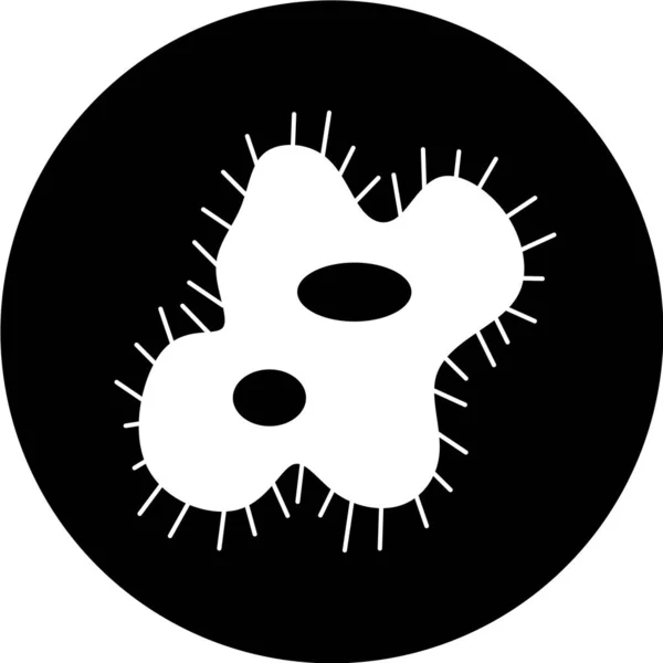 Virus Corona Icono Del Círculo Negro Bacterias Microbios Virus Signo — Vector de stock