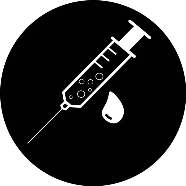 Medische Spuit Injectienaald Injectienaald Concept Van Vaccinatie Zwarte Cirkel Icoon — Stockvector