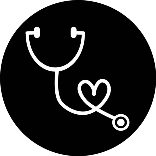 Stethoscope Cercle Noir Icône Style Plat Mode Symbole Page Icône — Image vectorielle