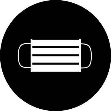 Siyah halka ikonunda tıbbi maske. Güvenli nefes alma maskesi. Endüstriyel güvenlik maskesi, toz koruma solunum cihazı ve solunum maskesi. Hastane ya da kirlilik yüz maskelerini koruyor.