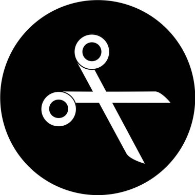 Siyah daire ikon vektöründeki makas. Profesyonel tıbbi makas. Cerrahi alet, tıbbi kelepçe, saç stili makas ikonu. Tıbbi ekipman.