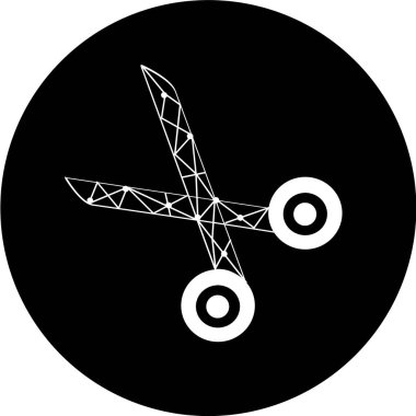 Siyah daire ikon vektöründeki makas. Profesyonel tıbbi makas. Cerrahi alet, tıbbi kelepçe, saç stili makas ikonu. Tıbbi ekipman.