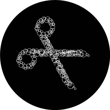 Siyah daire ikon vektöründeki makas. Profesyonel tıbbi makas. Cerrahi alet, tıbbi kelepçe, saç stili makas ikonu. Tıbbi ekipman.