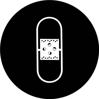 Siyah halka ikonunda tıbbi alçı. Vektör bandaj, sağlık yapıştırıcı bakım. Tıbbi yapıştırıcı bant vektör logosu. Tıbbi bant, sıva, koruma ve bakım. yaralanma teybi simgesi