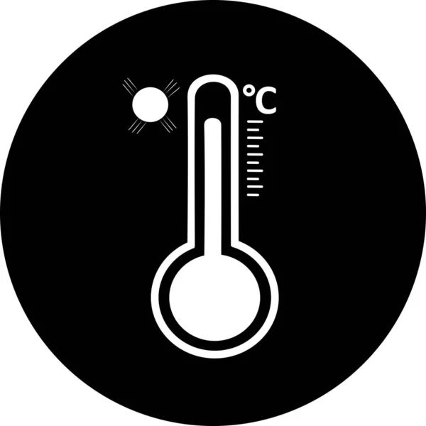 Thermometer Zwart Cirkel Icoon Celsius Fahrenheit Meteorologie Thermometer Meten Warmte — Stockvector