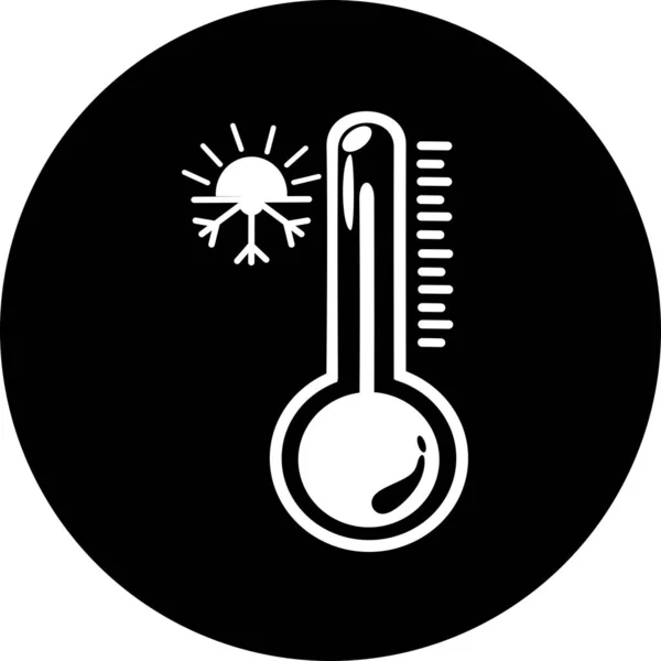 Thermometer Zwart Cirkel Icoon Celsius Fahrenheit Meteorologie Thermometer Meten Warmte — Stockvector