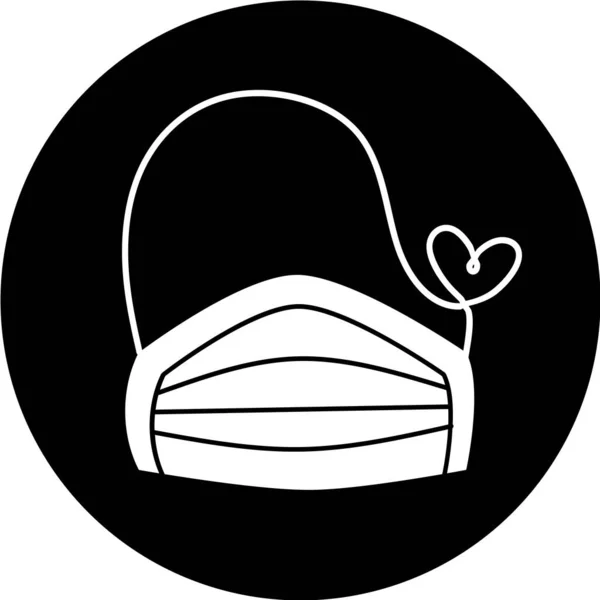 Máscara Médica Icono Círculo Negro Máscara Respiración Segura Seguridad Industrial — Vector de stock