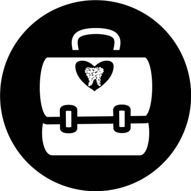 Siyah halka ikonunda tıbbi çanta. İlk yardım çantası. Doktorun ilk yardım çantası. Tıbbi göğüs vektör illüstrasyonu. Tıp doktorunun çantasını incele. Eczane. Tıbbi kit simgesi vektörü.