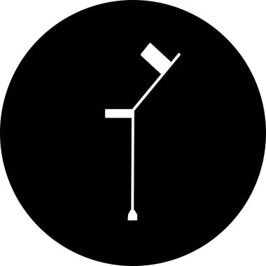 Siyah daire ikonunda koltuk değneği. Koltuk değneği simgesi. Engelliler için tıbbi araç ve yaralandıktan sonra yardım. Web sayfası, mobil uygulama, düğme, logo için imza. Koltuk değnekleri Düzenlenebilir simgesi