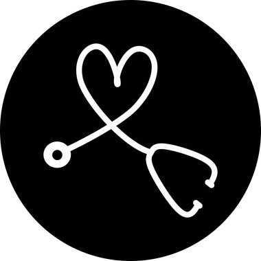 Stetoskop siyah daire simgesi modasında düz stil. Web sitenizin tasarımı, uygulaması ve UI için steteskop simgesi. Stetoskop ikonu vektör çizimi. Tıbbi ve sağlık logosu