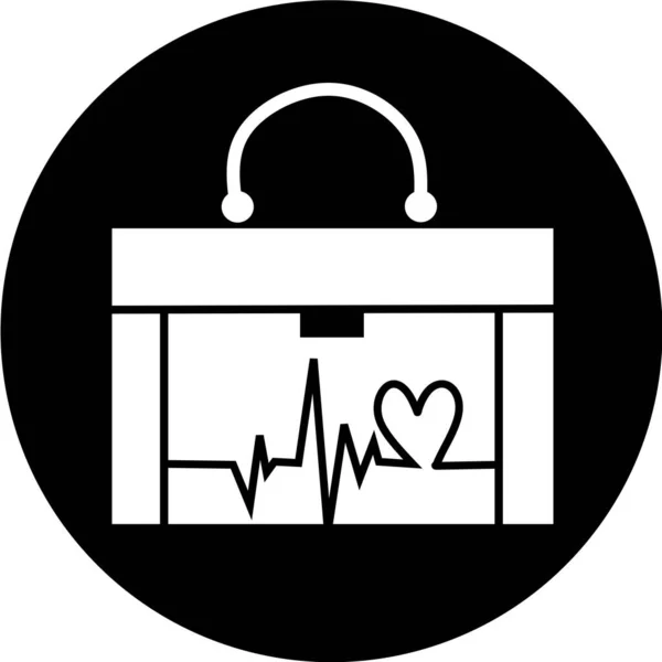 Medische Tas Zwarte Cirkel Pictogram Eerste Hulp Kit Medicijn Ehbo — Stockvector