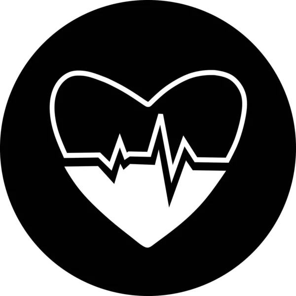 Heartbeat Μαύρο Κύκλο Εικονίδιο Παλμοί Καρδιάς Καρδιογράφημα Όμορφη Ιατρική Περίθαλψη — Διανυσματικό Αρχείο