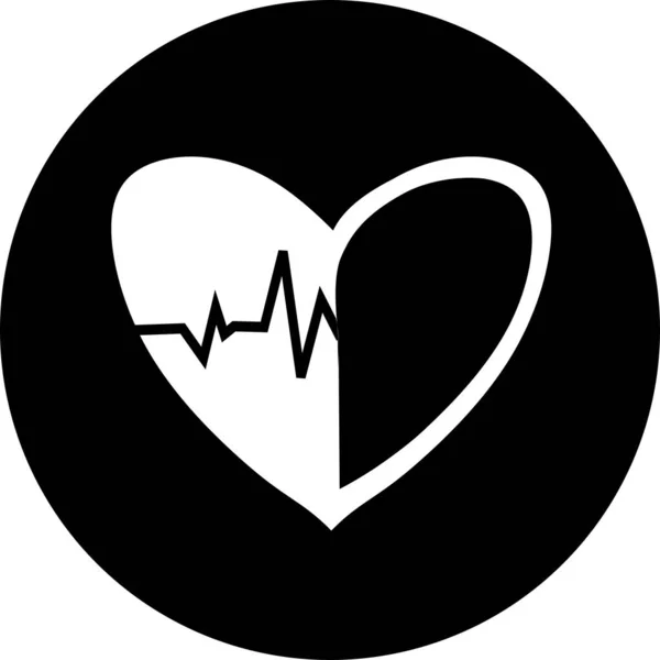 Heartbeat Μαύρο Κύκλο Εικονίδιο Παλμοί Καρδιάς Καρδιογράφημα Όμορφη Ιατρική Περίθαλψη — Διανυσματικό Αρχείο