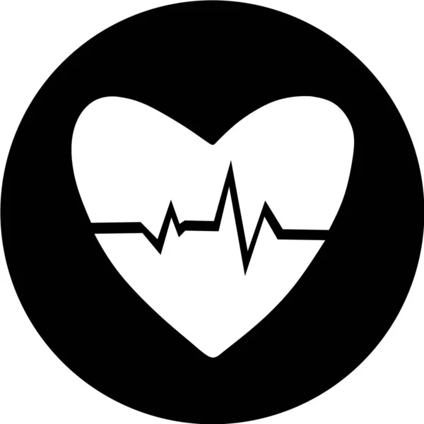 Heartbeat Μαύρο Κύκλο Εικονίδιο Παλμοί Καρδιάς Καρδιογράφημα Όμορφη Ιατρική Περίθαλψη — Διανυσματικό Αρχείο