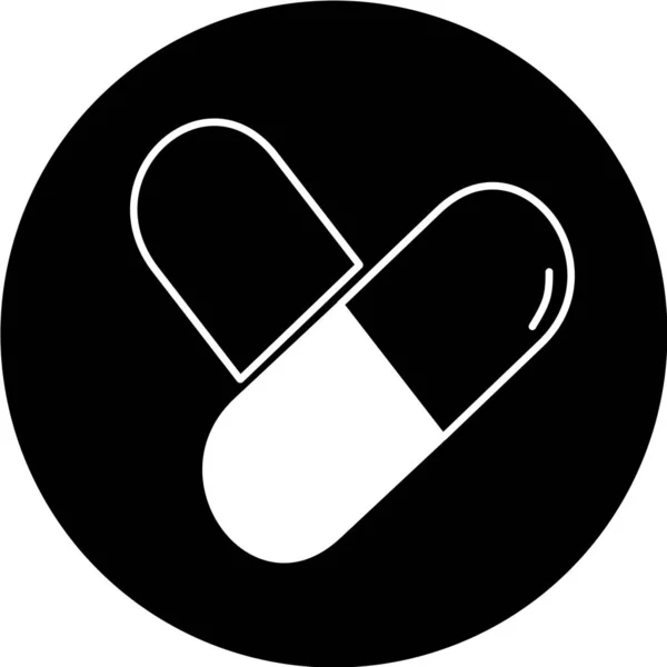 Pastilla Médica Icono Círculo Negro Medicina Farmacia Hospital Medicamentos Medicamentos — Vector de stock