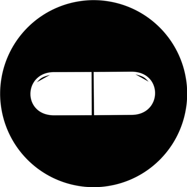 Pastilla Médica Icono Círculo Negro Medicina Farmacia Hospital Medicamentos Medicamentos — Vector de stock