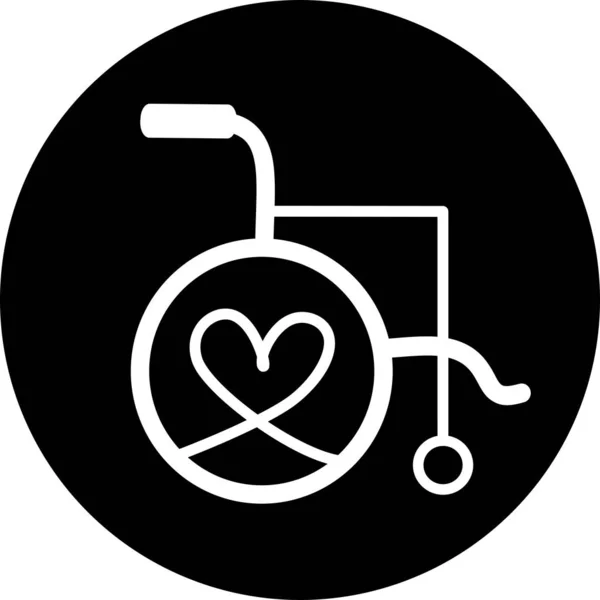 黒丸のアイコンで車椅子 魅力的で美しく 忠実にデザインされた車椅子アイコン 車椅子 障害者用駐車場 またはアプリと印刷のためのアクセス標識フラット — ストックベクタ