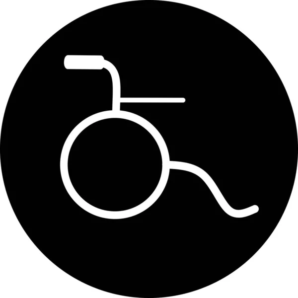 Siyah Daire Ikonunda Tekerlekli Sandalye Çekici Güzel Sadık Bir Şekilde — Stok Vektör