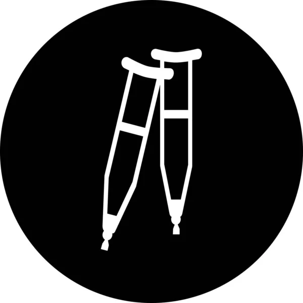 Crutch Icono Del Círculo Negro Icono Muleta Axilar Herramienta Médica — Archivo Imágenes Vectoriales