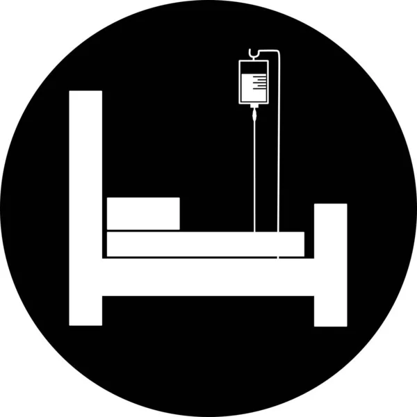 Nemocniční Postel Černém Kruhu Ikona Ikona Jednotky Intenzivní Péče Resuscitace — Stockový vektor