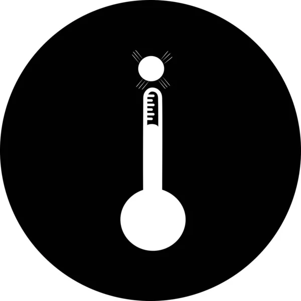 Hőmérő Fekete Kör Ikonjában Celsius Vagy Fahrenheit Meteorológiai Hőmérő Amely — Stock Vector