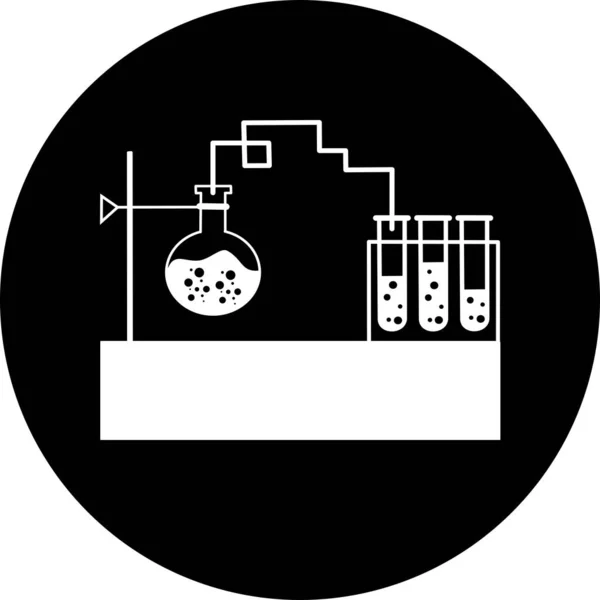 Tube Essai Chimique Cercle Noir Icône Verrerie Laboratoire Équipement Bécher — Image vectorielle